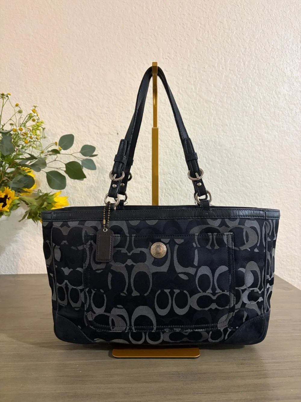 Coach Black Optic Signature Jacquard Tote Bag - Picture 1 of 11